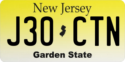 NJ license plate J30CTN