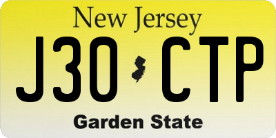 NJ license plate J30CTP