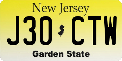 NJ license plate J30CTW