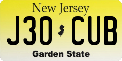 NJ license plate J30CUB