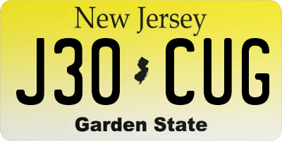 NJ license plate J30CUG