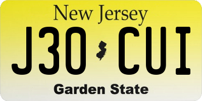 NJ license plate J30CUI