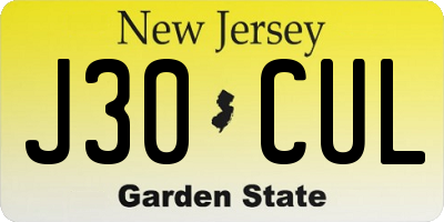 NJ license plate J30CUL