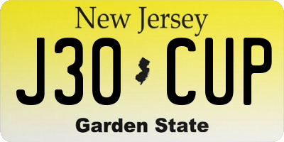 NJ license plate J30CUP