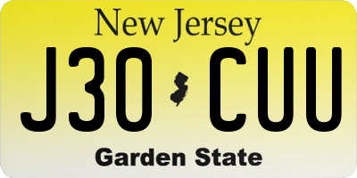 NJ license plate J30CUU