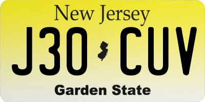 NJ license plate J30CUV