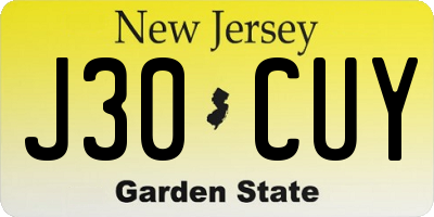 NJ license plate J30CUY