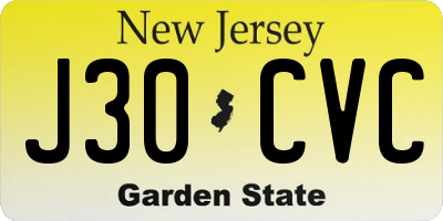 NJ license plate J30CVC