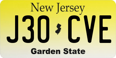 NJ license plate J30CVE