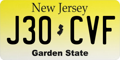 NJ license plate J30CVF