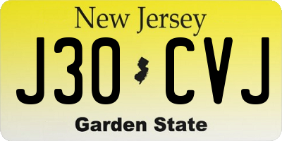 NJ license plate J30CVJ