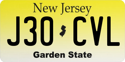NJ license plate J30CVL
