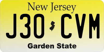 NJ license plate J30CVM