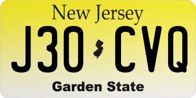NJ license plate J30CVQ