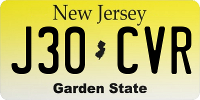 NJ license plate J30CVR