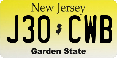 NJ license plate J30CWB