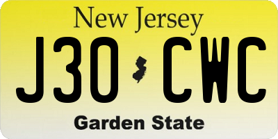 NJ license plate J30CWC