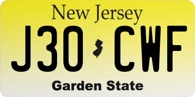 NJ license plate J30CWF