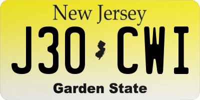 NJ license plate J30CWI