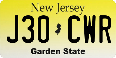 NJ license plate J30CWR