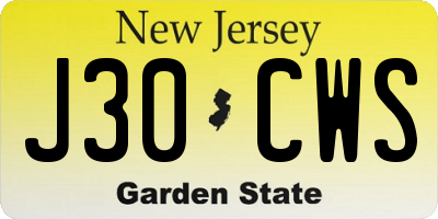 NJ license plate J30CWS