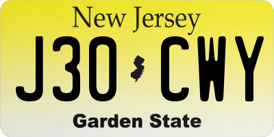 NJ license plate J30CWY