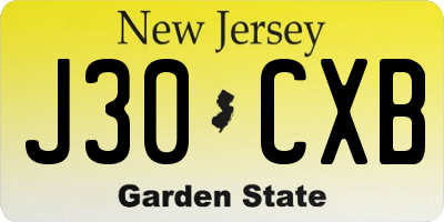 NJ license plate J30CXB