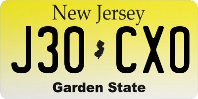 NJ license plate J30CXO