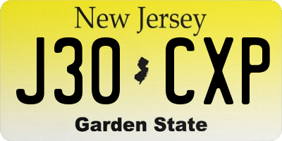 NJ license plate J30CXP