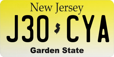 NJ license plate J30CYA