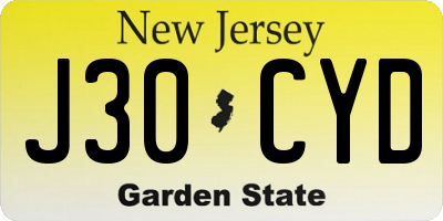 NJ license plate J30CYD
