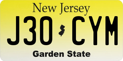 NJ license plate J30CYM