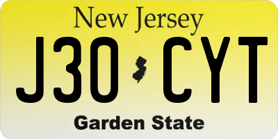 NJ license plate J30CYT