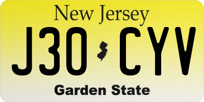 NJ license plate J30CYV