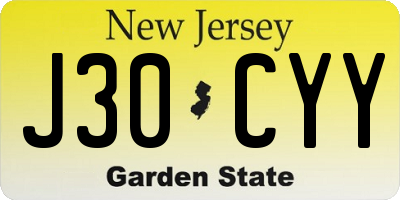 NJ license plate J30CYY