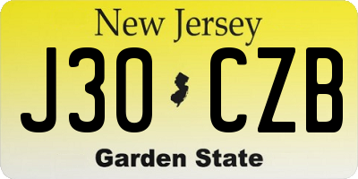 NJ license plate J30CZB