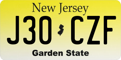 NJ license plate J30CZF