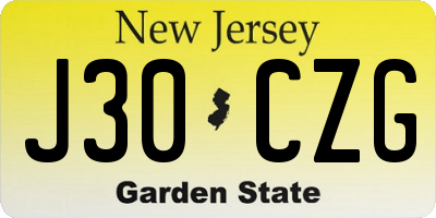 NJ license plate J30CZG