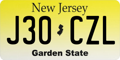 NJ license plate J30CZL