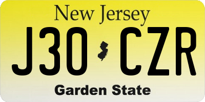 NJ license plate J30CZR