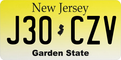 NJ license plate J30CZV