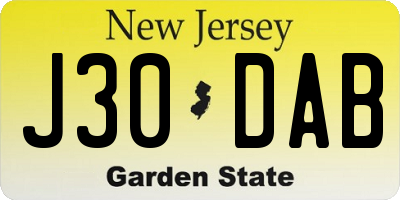 NJ license plate J30DAB