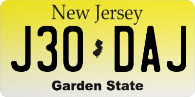 NJ license plate J30DAJ