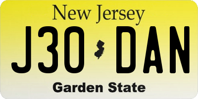 NJ license plate J30DAN