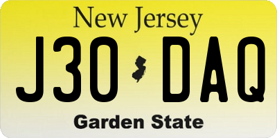 NJ license plate J30DAQ