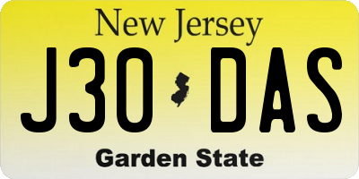 NJ license plate J30DAS