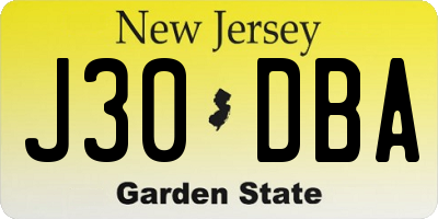NJ license plate J30DBA