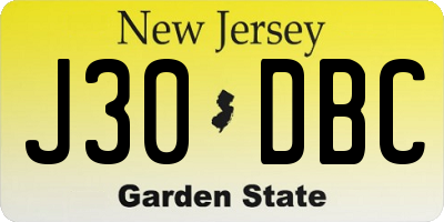 NJ license plate J30DBC