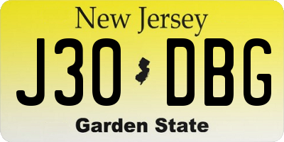 NJ license plate J30DBG