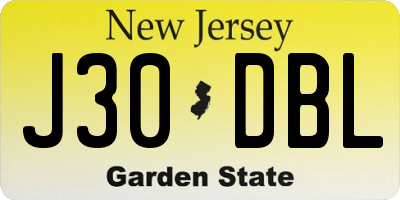 NJ license plate J30DBL